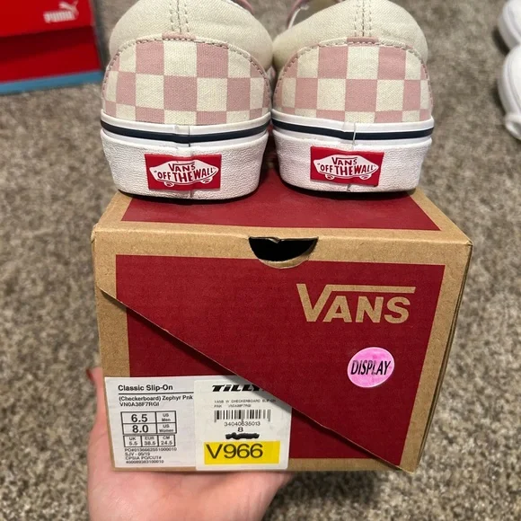 Vans Pink and White Checkered Slip-On Sneakers - Picture 4 of 4
